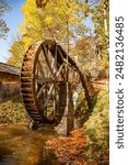 A water wheel powering a grist mill at  the Georgia Mountain fair in Hiawassee, Georgia