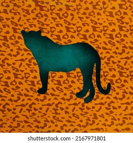 Water Wild Cat Silhouette Depicting Power On A Leopard Pint  Background