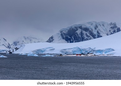 Waterboat Point, Paradise Bay, Antarctica - 12 09 17: Gonzalez Videla Chilean Scientific Base For Polar Research In Dramatic Antarctic Scenery On The Antarctica Continent 