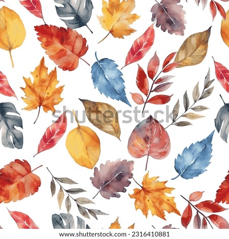 watercolor autumn seamless pattern Fall leave leaf pattern harvest pattern