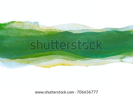 watercolor background stripes green for design. Hand-drawn watercolor splash