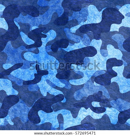 Watercolor camouflage, navy style, hand drawn illustration for fatherland defender day or army design. Seamless pattern.