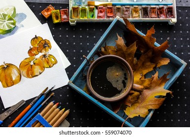  Watercolor Card , The Process Of Painting Vegetables