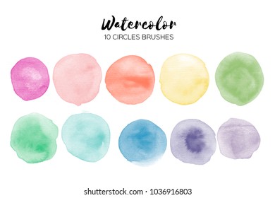 Watercolor circle texture. Abstract hand paint textures. Set of 10 watercolor circle elements for design.