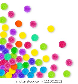 Watercolor confetti on white background. Rainbow colored dots for birthday party. Isolated watercolor confetti with happy mood splash. Abstract creative background. Hand drawn painted polka dot. - Shutterstock ID 1115012252