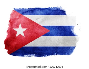 Watercolor flag background. Cuba