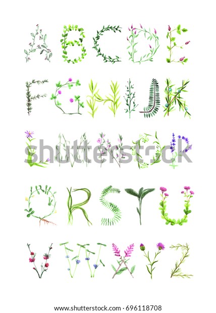 Watercolor Floral Alphabet Stock Photo 696118708 | Shutterstock