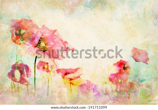 Watercolor Flowers Wallpaper Illustration Poppy Multicolor Stock Photo Edit Now 191711099