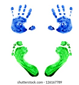 Watercolor Handprints And Footprints Little Baby