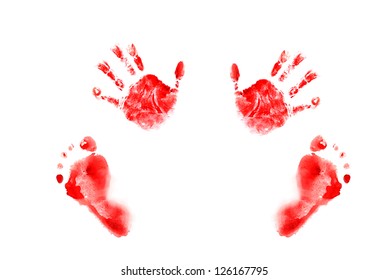 Watercolor Handprints And Footprints Little Baby