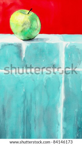 watercolor painting of an apple