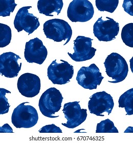 Watercolor polka dots circles pattern