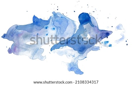 Watercolor stains isolated on white background. Trendy watercolor purple and blue-violet. Watercolor backgrounds and textures.