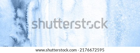 Watercolor water texture background. Blue abstract landscape gradient. Sky batik graphic. Fall color painting. Design illustration brush stroke. Aquarelle art backdrop