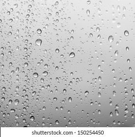 Waterdrops On A Glass Surface