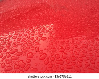 Waterdrops On Red Car That Pattern Create On Car Wash Time .Texture ,pattern Looks Beautiful .Used As Desktop Wallpaper, Pattern, Texture , Abstract  