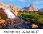 A Waterfall Among Steep Granite Mountains.
Cirque of Towers, Wind River Range, Wyoming