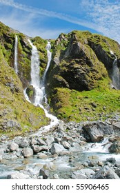 Waterfall In Arthurs Pass, New Zealand