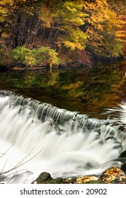 Waterfall with autumn foliage