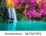 Waterfall in autumn forest at Erawan National Park, Thailand 