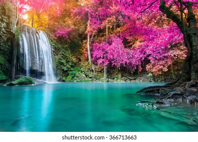 Waterfall Autumn Forest Erawan National Park Stock Photo 367267391 