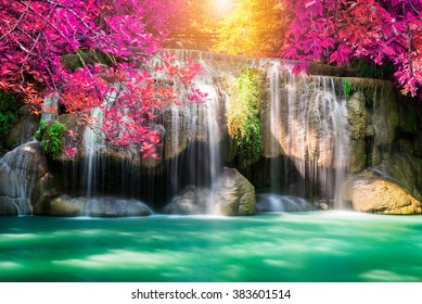 Exotic Waterfall Lake Panorama Landscape Plitvice Stock Photo ...