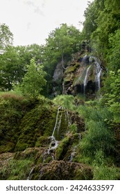 Waterfall Bad Urach at Southern Germany Longexposure. Cascade panorama in Bad Urach Germany is a popular natural attraction and waterfall sight called Uracher Wasserfall . Natural reserve in autumn