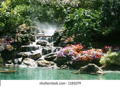 Waterfall in a beautiful tropical setting