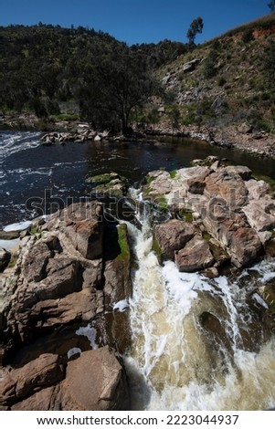 Waterfall at Bell's Rapids on the confluence of the Swan and Avon Rivers near Baskerville, Western Australia.