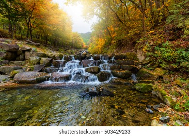 Waterfall in Biseulsan National Park The best landscape Mountain autumn in South Korea. - Shutterstock ID 503429233
