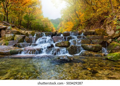 Waterfall in Biseulsan National Park The best landscape Mountain autumn in South Korea. - Shutterstock ID 503429287