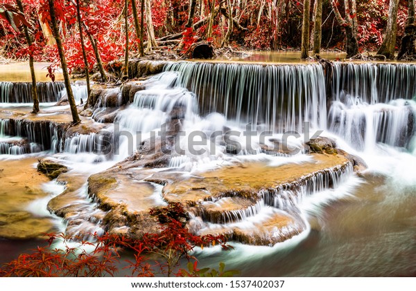 Waterfall Blue Emerald Water Color Autumn Stock Photo Edit Now 1537402037