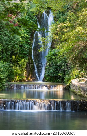 waterfall in the botanical garden in Balchik in Bulgaria
