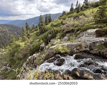 Pančavský Waterfall Cascading Through the Krkonoše Mountains - Powered by Shutterstock