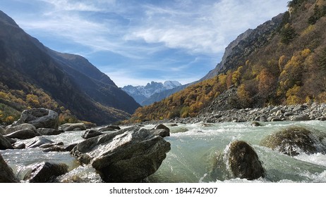 Waterfall in the Caucasus mountains