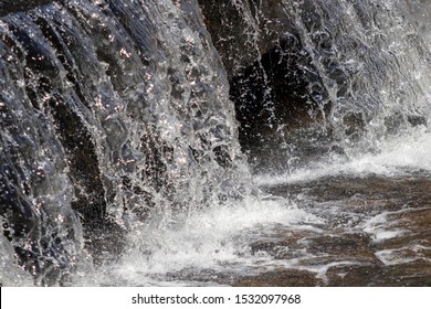 Waterfall Close Up With Splashing And Droplets