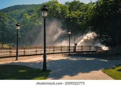 Waterfall of Coo on the Ambleve river after the heavy floods in the summer of 2021, Stavelot, Liege province, Belgium - Powered by Shutterstock