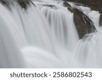 Waterfall detail from Una river, misty waterfall with silky water