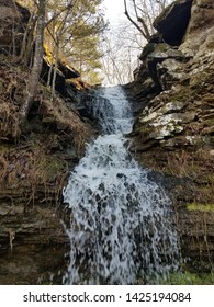 Waterfall At Devil's Den State Park On Trail 