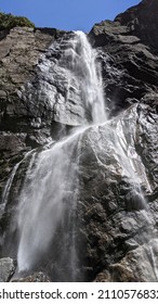 Waterfall Down Rock Cliff Wall