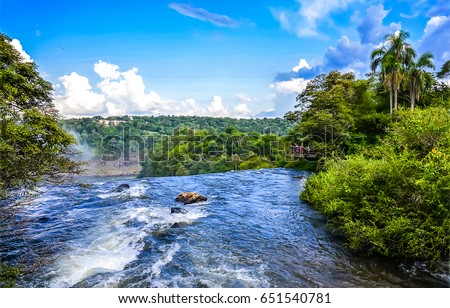 Waterfall edge in forest top