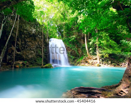 Waterfall Eravan, in Kanchanabury, Thailand