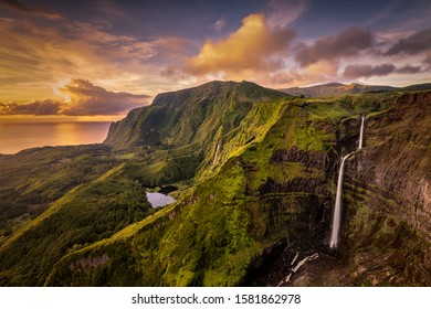 A Waterfall In Flores Island, Azores