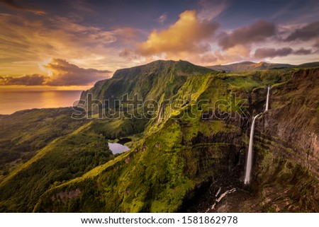 A waterfall in Flores Island, Azores