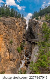Waterfall flowing down from Sinclair Canyon and the Redwall Fault at Radium, BC