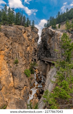 Waterfall flowing down from Sinclair Canyon and the Redwall Fault at Radium, BC