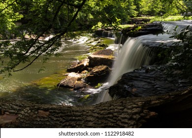 A Waterfall In A Forest.  Old Stone Fort State Archaeological Park, Manchester, TN, USA.