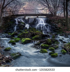 waterfall in forest in sweden dreamy look - Shutterstock ID 1355820533