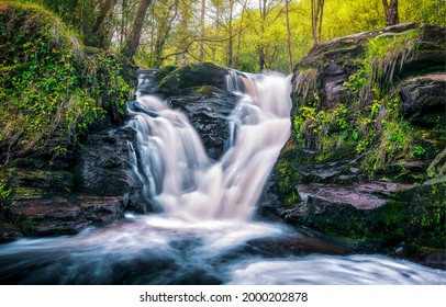 Waterfall fresh water in forest fall