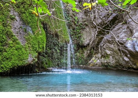 Waterfall in the gorge of Richtis at autumn, Crete, Greece.